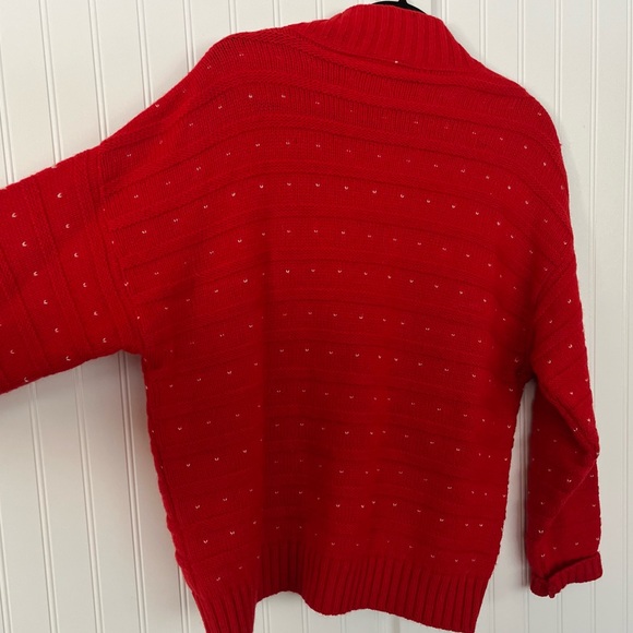 Vintage 80s Red and White Snowflake Sweater Fall River Knitting Mills Heavy Knit - Picture 9 of 13